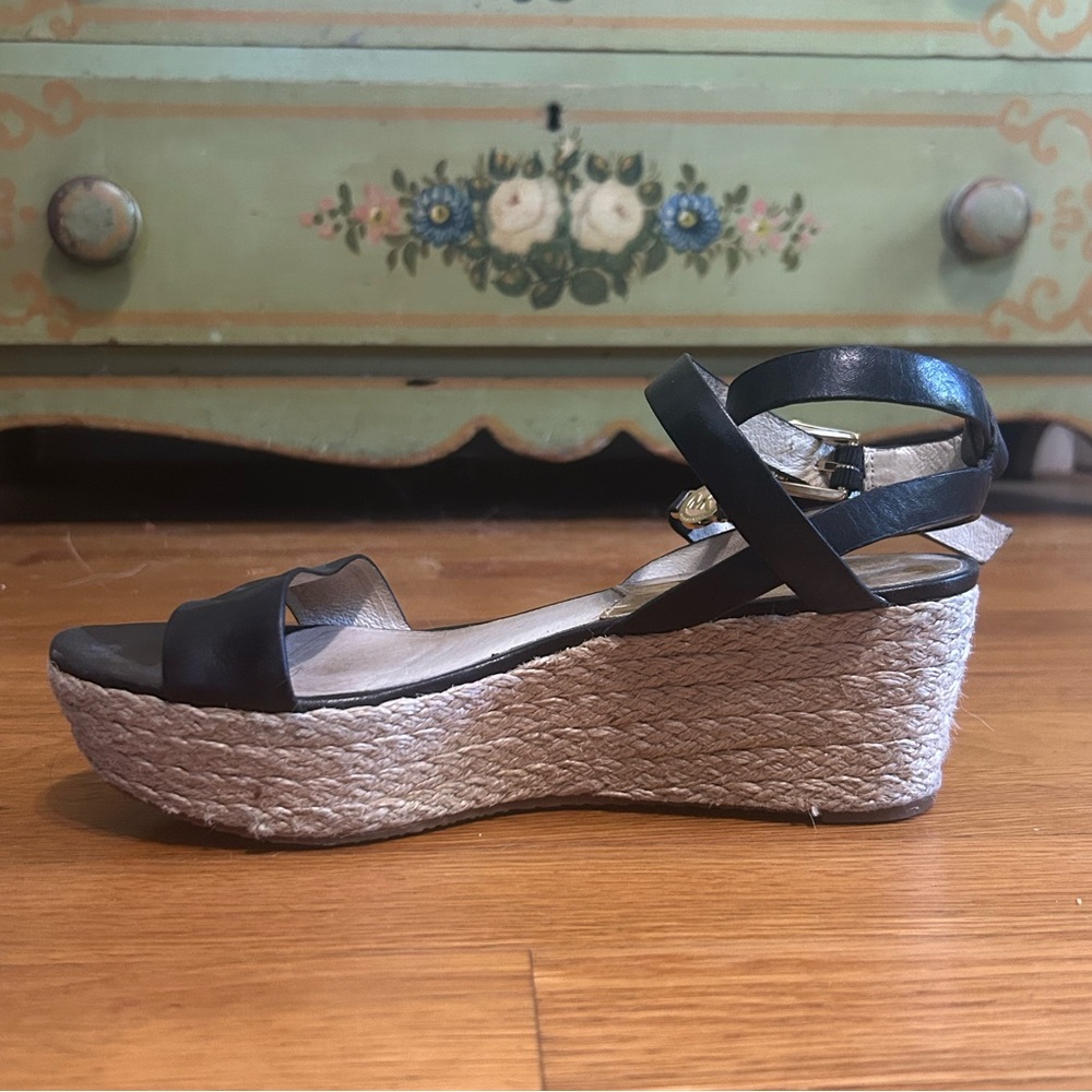 Michael Kors Black Espadrille Wedge Sandals
